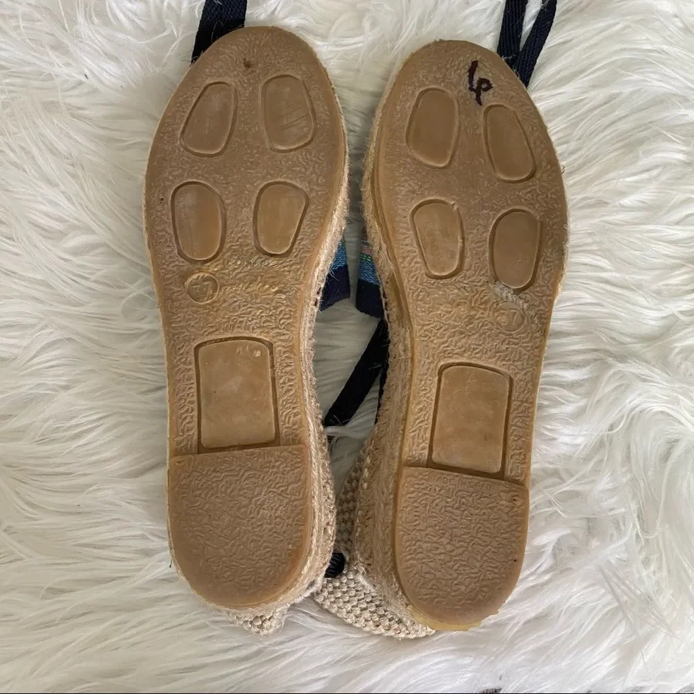 Toni Pors Striped Espadrille Closed Toe Sandals 7